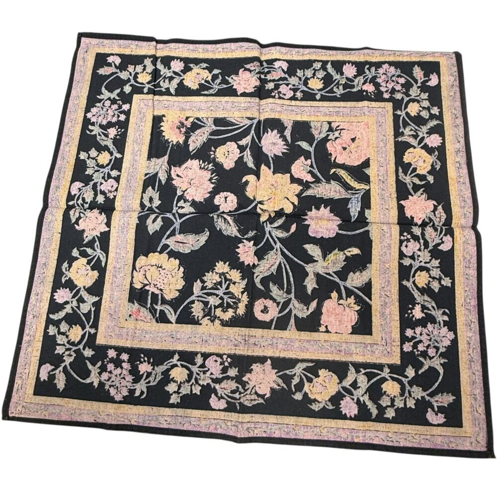 Bloomingdale's Black Floral Napkins Set of 4 Cotton India Print - Picture 6 of 6